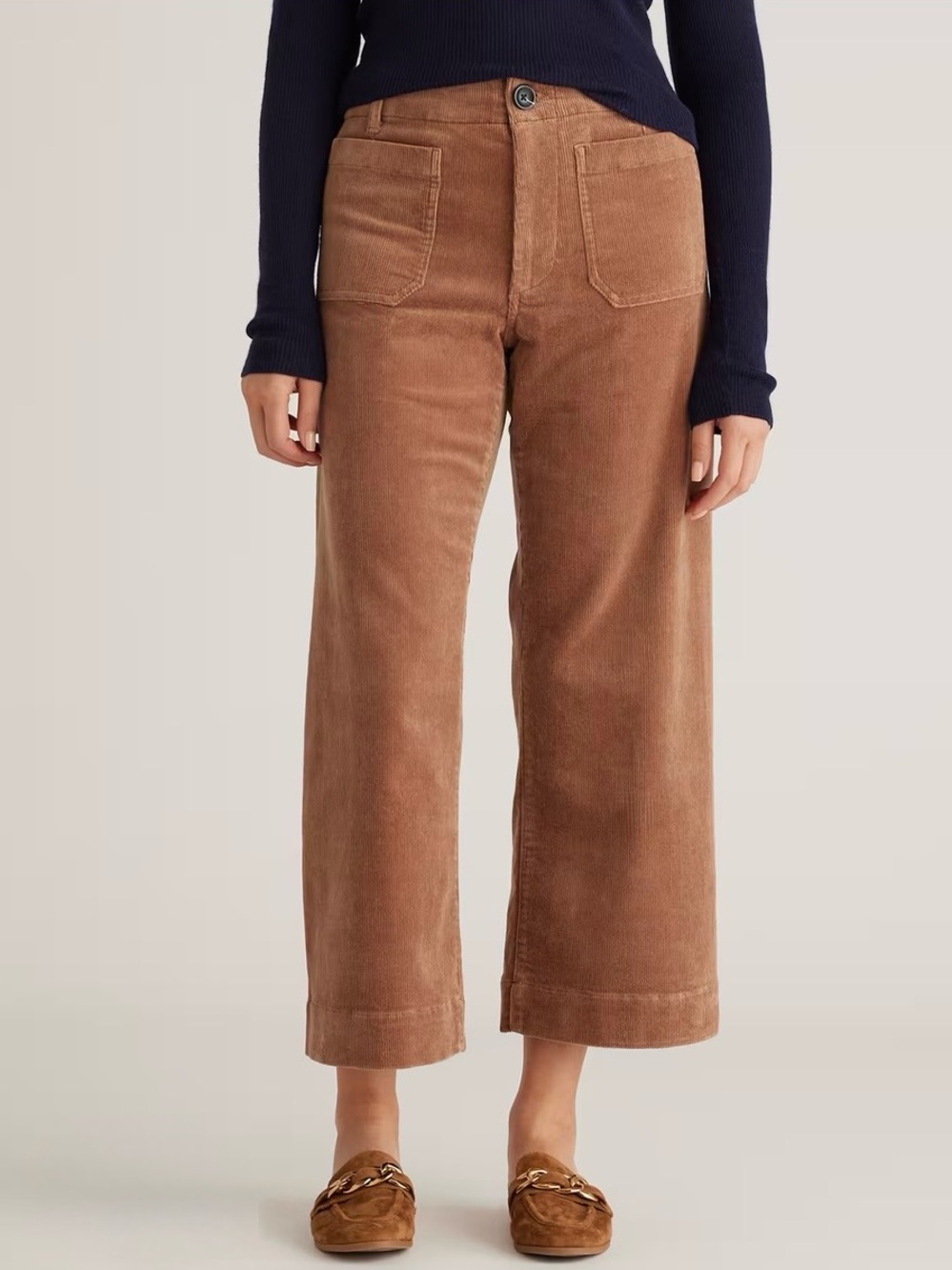 Quince Organic Stretch Corduroy Cropped Wide Leg Pants